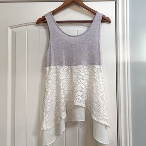 Design Lab - Knit/Lace/Chiffon Sleeveless Top (XS)